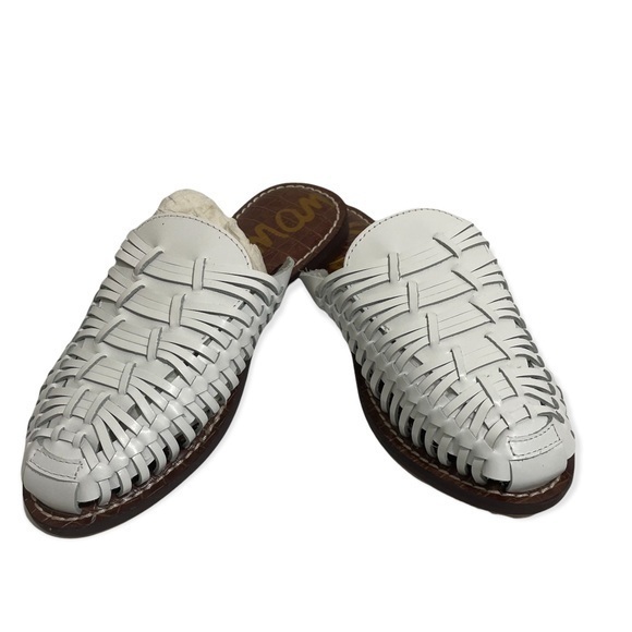NWOT SAM EDELMAN Keelyn Harauche Mule leather white size 7 mule slip on - Picture 1 of 9